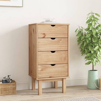 Berkfield Home Drawer Cabinet OTTA 45x39x90cm Solid Wood Pine in Brown | Size: 45 x 39 x 90 cm