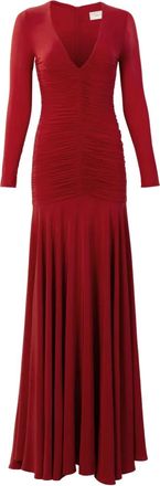 Silvia Tcherassi Lina long-sleeve V-neck maxi dress - Red