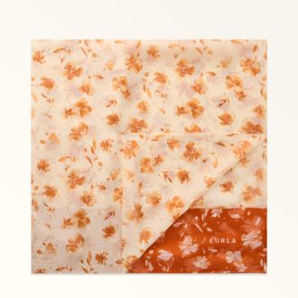 Furla Primavera Stole 70x200 Toni Morning Yellow Silk Chiffon With Floral Dots Print Woman