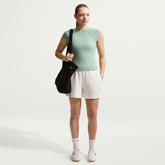 Nike Womens Nike Sportswear Chill Waffle Loose Mid-Rise Shorts in White | IF0579-133