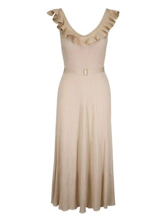 Zimmermann Awaken ruffled ribbed midi dress - Neutrals
