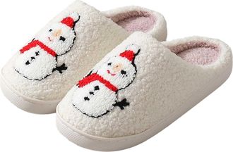 Generic Womens Slippers Cozy Winter Couples Snowman Footwear Soft Sole Shoes For Indoor Outdoor Warm Fleece Lined Comfort Christmas Design For Couples Cozy Sl