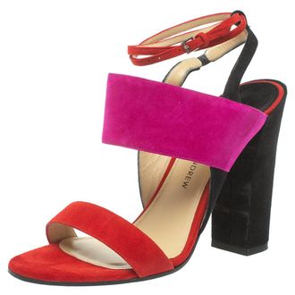 PAUL ANDREW Tricolor Suede Xiamen Ankle Strap Sandals