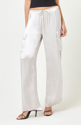 L*Space Sundown Satin Cover-Up Cargo Pants in Silver at Nordstrom Rack, Size X-Large