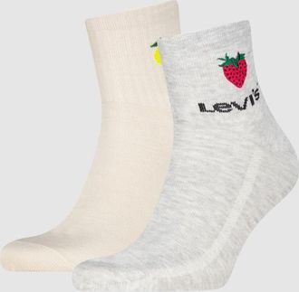 Levi's High Mid Cut Fruit Graphic Socks 2 pack - Hombre - 35 - Multicolor / Grey/Beige
