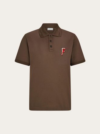 Ferragamo Men Cotton polo shirt with overlapping embroidery Grey