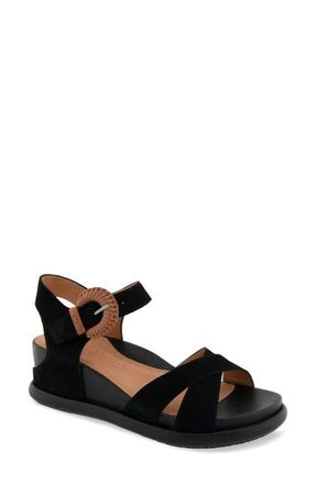 Gentle Souls Jaylee Ankle Strap Wedge Sandal in Black Suede at Nordstrom, Size 5.5