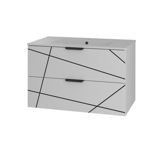 Petits Meubles Mueble lavabo individual encastrado paneles de melamina y mdf blanco
