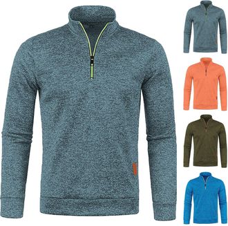 Generic MenS Fleece Lined Half Zip Knit Sweater Soft Thermal Winter Lng Sleeve Jumper Tops Casual Mens Loose Fit Warm Pullover Business Winter Jacket Coat Loo