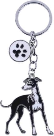 Generic White Italian Greyhound Black Dog Lover Gift Dogs Metal Enamel Gold Silver 3D Decorative Keyring Bag Charm Key Ring Chain Keychain Personalised Clip N