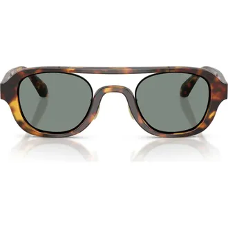 A|X Armani Exchange 48mm Irregular Sunglasses in Brown Tortoise /Grey at Nordstrom