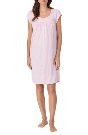 Eileen West Floral Cap Sleeve Short Cotton Nightgown in Pink/White at Nordstrom, Size X-Small