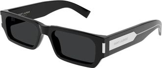 Saint Laurent Smalle Rechthoek Zonnebril - unisex - Accessoires - Zwart - Maat: 54 MM