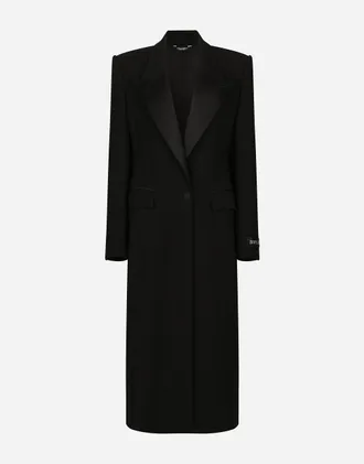 Dolce & Gabbana Long Single-breasted Wool Tuxedo Coat - Woman Coats And Jackets Black Wool 38
