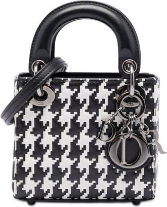 Dior Pre-owned Dior Micro Calfskin Houndstooth Embossed Macro Lady Dior Ladies AK02XW654IY8KG9T