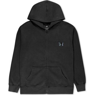 Dalix Butterfly Midweight Fleece Faded Zip Hooded Sweatshirt in Faded Black at Nordstrom, Size Xx-Large