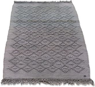 Tom Tailor Badematte »Vintage Wash« Höhe 6 mm fussbodenheizungsgeeignet Badteppich, Uni Farben, Rauten Muster, mit Fransen, reine Baumwolle