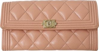 Chanel Pink Grained Calfskin Long Wallet (Bi-Fold) (Pre-Owned)