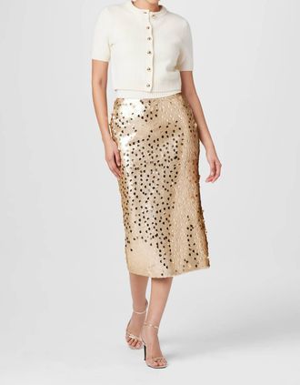 Toccin Leilani Pencil Skirt In Brushed Gold