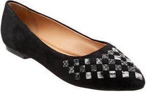 Trotters Estee Woven Flat in Black Sue/Snake at Nordstrom Rack, Size 10.5