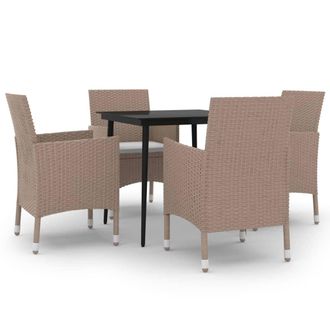 vidaXL Set Comedor De Jard&iacute;n 5 Pzas Y Cojines Rat&aacute;n Sint&eacute;tico Y Vidrio Vidaxl