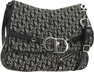 Dior Pre-owned Trotter Canvas Shoulder Bag - Dames - Vintage Schoudertas - Zwart - ONE Size - Leer - Vintage