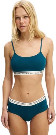 Cotton On Womens Branded Cotton Scoop Bralette in Tidal Teal at Nordstrom, Size X-Small