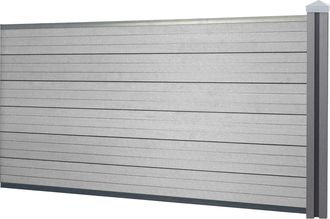 Hhg Hhg - Nunca Usado] Biombo Wpc Sarthe, Valla Cortaviento, Poste Wpc, Elemento De Prolongaci&oacute;n Bajo, 1.88m Gris