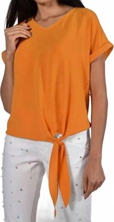 Frank Lyman Design Obelia V Neck Tie Front Top In Orange