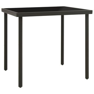 Berkfield Home Outdoor Dining Table Anthracite 80x80x72 cm Glass & Steel in Black | Size: 80 x 80 x 72 cm