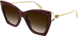 Alexander McQueen AM0375S 002 Womens Sunglasses Brown Size 53 - Free RX Lenses - Free RX Lenses