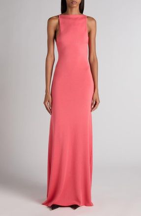 Tom Ford Slash Neck Open Back Cashmere & Silk Gown in Bright Fuxia at Nordstrom, Size X-Small