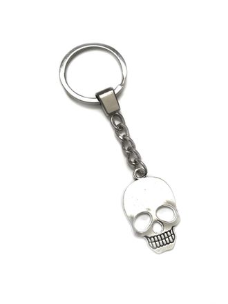 Generic KEYRING - Skull - Silver Plated. 30mm Split Ring. Goth Emo Rock. Key Ring. Skull