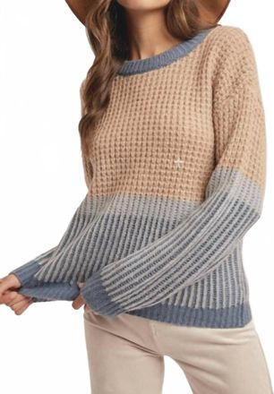 Hem & Thread Colorblock Sweater In Beige