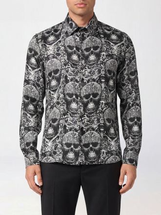 Philipp Plein Camicia slim fit in seta con stampa Skull grafica all-over