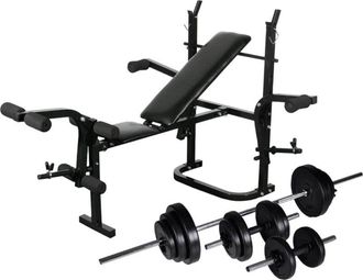 vidaXL Banco De Musculaci&oacute;n Barras Y Mancuernas 30,5 Kg Vidaxl