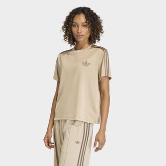 adidas T-Shirt ADIDAS ORIGINALS FIREBIRD, Damen, Gr. XS, stone khaki, earth strata, Obermaterial: 100% Polyester, Rundhals, Shirts T-Shirt