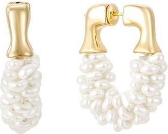Untamed Petals Chateau Pearl Hoops in Gold at Nordstrom