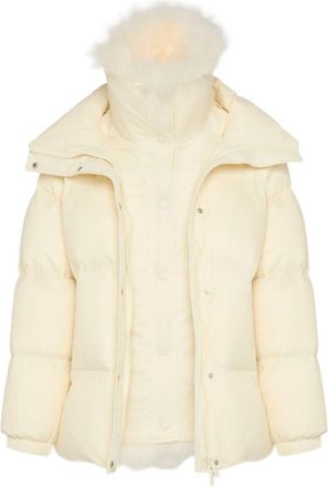 Yves Salomon Beige Trim Puffer Jacket