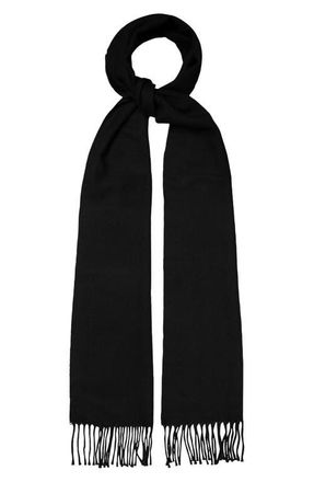 Eton Herringbone Merino Wool Scarf in Black at Nordstrom