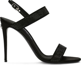 Dolce & Gabbana Zwarte sandalen met kristallen versiering en hoge hakken - Dames - Sandalen met hakken - Zwart - 41 EU - Schoenen