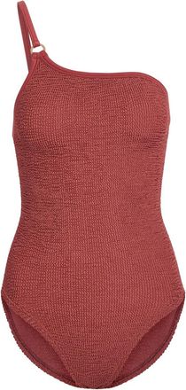 Hunza G Clara One-shoulder Crinkle Swimsuit - Rust - One Size