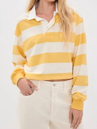 Denimist Cropped Rugby Top In Jumbo Yellow Stripe