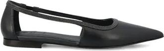 Brunello Cucinelli Black Leather Womens Flats