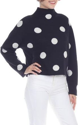 Rain + Rose Polka Dot Funnel Neck Sweater in Black at Nordstrom Rack, Size X-Large