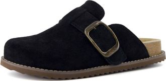 Cushionaire Womens Blain Genuine Suede Clogs In Black