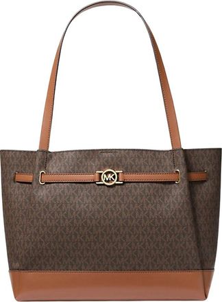 Michael Kors Signature Logo Tote Bag - Dames - Shoppers - Bruin - ONE Size - Katoen - Tassen