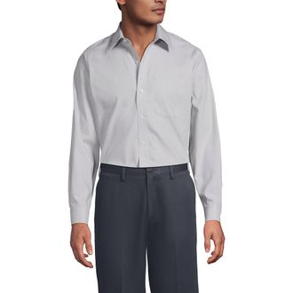 Lands End No Iron Supima Cotton Pinpoint Straight Collar Dress Shirt in Fog Gray Glen Plaid at Nordstrom, Size 15.5 - 33