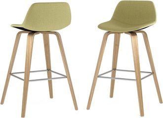 Simpli Home Set Of 2 Randolph Mid Century Modern 28In Bentwood Counter/ Bar Height Stools With Light Wood