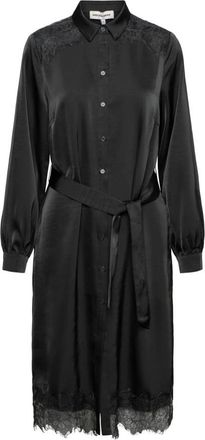 &Co Woman Button-Through Long Dress - Dames - Jurken - Zwart - Maat: L Zijde
